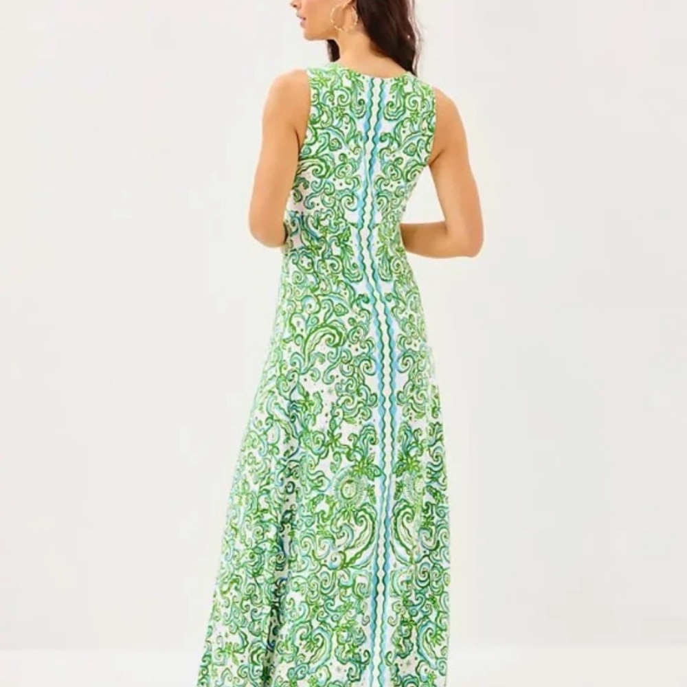 NWT $228 Lilly Pulitzer Resort White Sol Mates Engineered Knit Dress Green Small - Picture 3 of 3